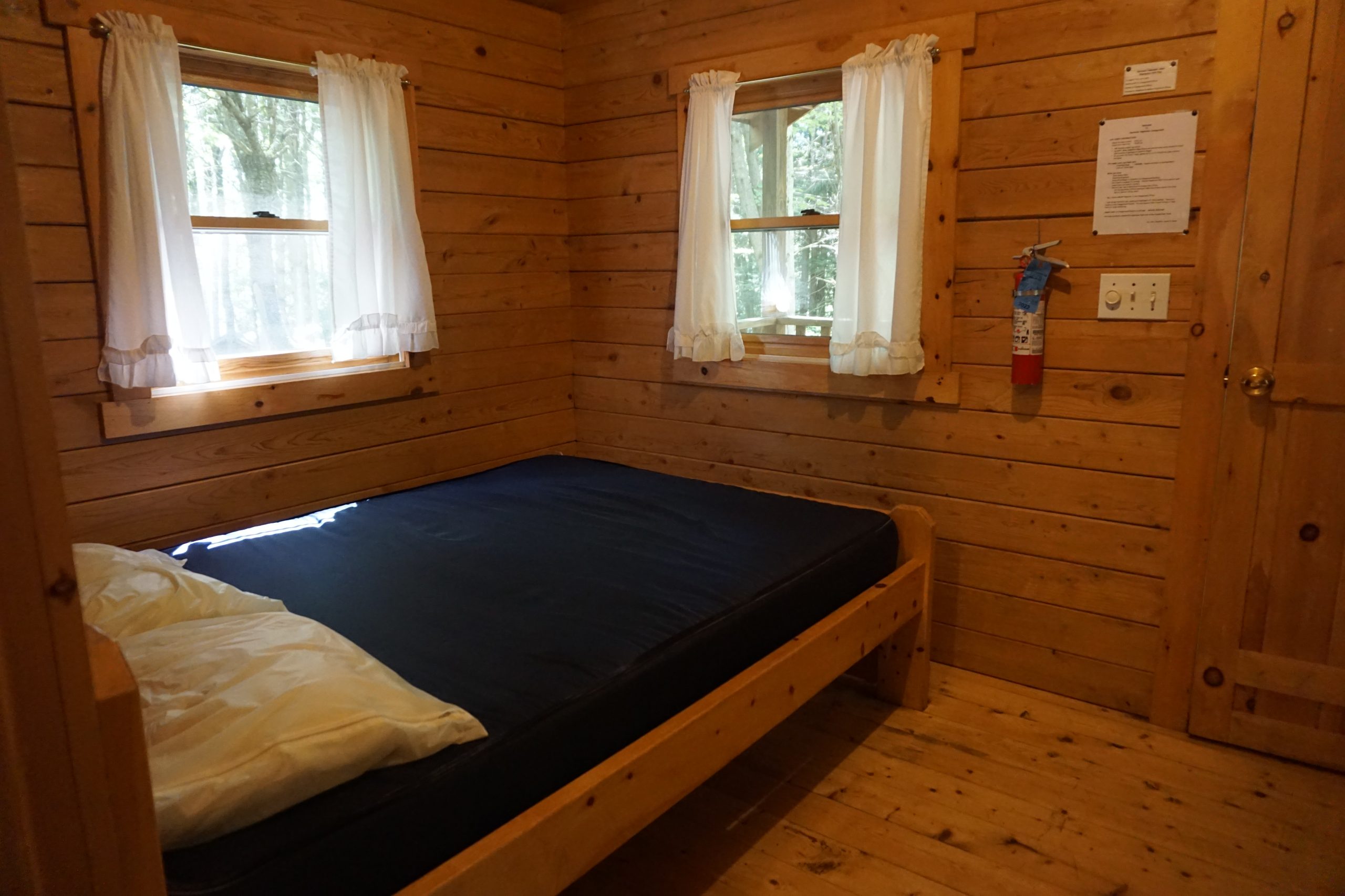 log cabin with bathroom bedroom